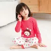 Осенний мультфильм пижамы для девочек мальчики Детская пижама с длинными рукавами хлопковые 2 шт.