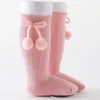 Unisex Children Cherry Hair Ball Knee High Socks Baby Toddler In Tube Sock For Girls Boys Kid Colorful Cherry Knitted Stockings 20220223 H1