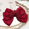 Sweet Coll Color Big Bow Hairpins для девочек Мода Зажимы для волос Женщины Три слоя Сатин Волнистые Волосы Аксессуары для волос Головные уборы