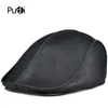 Berets PUDI Men Genuine Leather Hat Cap Beret 2021 Ins Female Cow Skin Baseball Caps Hats HL0061