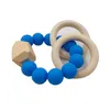 Hjot Natural Wooden Ring Slector pour bébé Accessoires de soins de santé Les doigts infantiles exercent des jouets en silicium coloré Soother 901612367