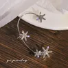 Silver Plated Metal snowflake Ear Clips Without Piercing Screw Back For Women Sparkling Zircon Ear Cuff Clip Earrings Wedding Jewelry
