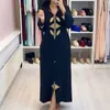 Dubai Başörtüsü Baskı Zarif Kadın Elbise Vintage Uzun Kollu Müslüman Abaya Robe İslam Türkiye Uzun Elbise Sonbahar 2020 Femme Vestiods LJ200818