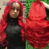 Lace Paryk Body Wave Red Burgundy Front Human Hair Frontal för kvinnor Pre Plucked Peruvian Remy