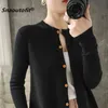 Snaoutofit Women's Sweater, Round Neck Wool Cardigan, Knitted Base, Solid Color, Korean Version, Loose Jacket, Special Price 211221