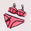 Muxilove 100% Gerçek Neopren Klasik Tasarım Yastıklı Push Up Bikini Set Kadınlar Seksi Mayo Mayo Mayo Biquini Swim Suit T200708