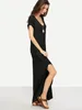 Rolled Sleeve Split Curved Hem Tee Dress SHE