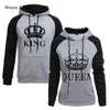 Weyes Kelf Gedruckte Buchstaben König Königin Langarm Paar Kleidung Hoodies Frauen Frau Sweatshirt Langarm Hoodie Kpop 201102