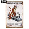 Leeuw tijger motorolie metaal schilderposter vintage tinnen tekens voor pubbar garage gasolie station decoratieve ijzeren borden thuis wandstickers heet