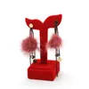 Pendientes de terciopelo rojo superior Pendientes de exhibición de la joyería Soporte portátil Stud Pendiente Organizador Mostrar caja Rack 5 * 5 * 12.5cm