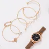 Fashion Bracelet Watches Women 5 Pcs Set Luxury Rose Gold Lady Watches Starry Sky Magnet Buckle Gift Watch for Female 201204265A