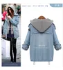 Women's Jackets Plus Size Women Basic Denim Arrival Autumn Fashion Hooded Loose Casual Outerwear Coats Two Piece Set1