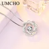 UMCHO Stern Glänzende Solide 925 Sterling Silber Anhänger Halskette Kubikzircon Romantische Hochzeit Geschenke Für Frauen Mädchen Edlen Schmuck Q0531