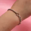 Minimalist 925 Sterling Thai Silver Chain Beads Twist Round Bracelet For Women Wedding Jewelry