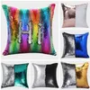 Multi Color Sequin Pillow Case Framsida 2 Färger Mix Sequins Baksidigt Satin Kuddehölje Heminredning Kasta Kuddar Nya 7 6pc L2