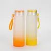 500ml Sublimation Glass Water Bottle 17oz gradient colors Frosted Glasses Water Bottles outdoor sports carrying drinking Tumbler