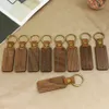 Luxury Wooden Keychain High Quality Engravable Blanks Wood Key Chain Personalized Laser Walnut Leather keychains