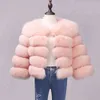 S-3XLミンクコート女性冬のファッションピンクの毛皮のコートエレガントな厚い暖かいアウターフェイクジャケットのChaquetas Mujer 211220