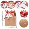 Ourwarm 1224pcs Kraft Paper Christmas Cookie Gift Boxes com Janela Clear 18125cm Ano Novo Favors Caixas para Cookies Treats T200229