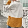 Diiwii kvinnor täcka högkvalitativ faux päls lös dike kvinnlig avslappnad plysch randig lapel ull cardigan lapptäcke damer vinter 201221