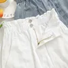 Sexy A-Linie Casual Weiß Hohe Taille Jeans Röcke Denim Miniröcke Damen Elastische Taille Frauen Taschen Rüschen Weiblich 6144 50 T200712