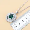 Роскошные дубайские свадебные серебро 925 Brial Jewelry Sets Green Cubic Circon Sunflower Srings Sunflow