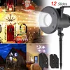 Anpro 12 modèles LED extérieur Noël flocon de neige projecteur lampe décorations imperméables lumière pour paysage jardin fête de vacances 211216