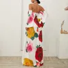 Роскошное летнее платье женщины повседневная цветочное платье мяч Boho Beach Maxi платья женские сексуальные без бретелек без спинки длинное платье 201204