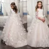 Hot Flower Girl Dresses for Wedding Butterfly Princess Tutu Lace Appliqued Lace Up Vintage Girl First Communion Dress
