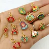 5PCS Kinesiska Lucky Placer Gold Cloisonne Emalj Pendant DIY Charms Smycken Göra Tillbehör Halsband Armband Anklet Tillbehör Partihandel