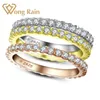 Wong chuva 925 prata esterlina criado moissanite pedra preciosa diamantes anel de noivado aliança de casamento jóias finas inteiras q12193549271