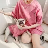 小型犬用のペットマッチング服フレンチブルドッグ縞模様のシャツ犬服のコスチュームロパペロパグ子犬服Y200917