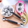 Roestvrijstalen fruitgereedschap Dubbele-end Watermeloen Scoop Baller Ice Cream Dessert Sorbet Lepel Keuken Tool 18cm