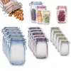 Reusable Food Storage Zipper Bags Mason Jar Shaped Snacks Airtight Seal Food Saver Leakproof Bags Kitchen Organizer Bags YYF3465