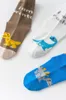 5 пар / комплект хлопчатобумажных динозавров печатает детские носки резиновые скольжения устойчивые напольные носки мультяшный весенний осень детские носки M3136