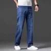 Herfst mannen Lyocell Lichtblauwe Jeans Plus Size 40 42 44 Losse Rechte Denim Broek Mannelijke Klassieke Merk Broek 220118