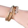 Mode ins unique designer exagéré diamant zircone ed animal serpent bracelet pour femme filles ouvert réglable 231N