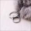Keychains Fashion Accessories Faux Rabbit Fur Ball 8Cm Plush Keychain Sier Metal Key Rings Bag Pendant Car Tiuf8