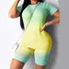 2020 kvinnor sport kostym 2st / set neon top korta byxor träning kläder tracksuit mode sommar outfit damer casual 2 stycke set