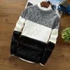 Men's Sweaters Knit Sweater Mens Thick Warm Pullover Men Fall/winter O-neck Long-sleeved Color-blocking Slim-fit