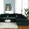 Густой бархатный эластичный сплошной цветной диван крышки для гостиной, устойчивый к скользянию Держите теплый растягивающую L-образную диван