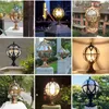 Lanterne de poteau extérieur vintage, luminaires de poteau extérieurs rustiques noirs, lampe de pilier d'abat-jour en verre Globe pour voie de cour de jardin