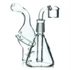 16cm tall Hookahs Small bong Recycler Oil Rigs Ash Catcher Wax Glass Water Pipe Beaker Bong 14 mm banger portable dab rig