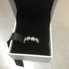 Caja original del anillo apilable de Daisy Meadow de plata de oro rosa de 18 quilates para Pandora 925 anillos de diseñador de plata esterlina Set248m