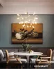 Nordiskt hängande vardagsrum ljuskrona modernt kök firefly lampa ros guld / svart gren rund belysning