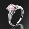 Anillos de racimo NOYESUC 100% sólida plata de ley 925 compromiso de boda de lujo para mujer anillo rosa gota 1
