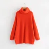 EWQ Spring Autumn Pattern Turtleneck Collar Long Sleeve Solid Knitting Pulloveres Casual Sweater Women 19C-A117 201224