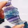 6Pcs 70-80mm Natural Labradorite Amethyst Fluorite Crystal Moon Face Hand-Carved Quartz Gemstone Crescent Moon Specimen Healing Collection