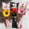 Fête faveur ours Rose fleur décorations de mariage Bouquet saint valentin cadeau savon fleur fausses fleurs 6 style