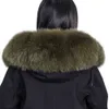 ニーパイの上の新しいアーミーグリーンファーは、女性の太いウサギ毛皮ライナー冬のロングジャケットトップデタッチ可能201016を克服しました